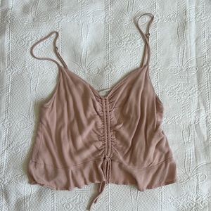 Dusty Rose Elodie M cropped rouched tank top